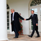 Trump leads along Macron during a White House visit on April 24, 2018.